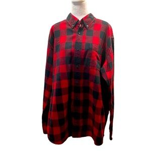 LLBean Men's Western Long-Sleeve Button Down Red Plaid Shirt Size XL
